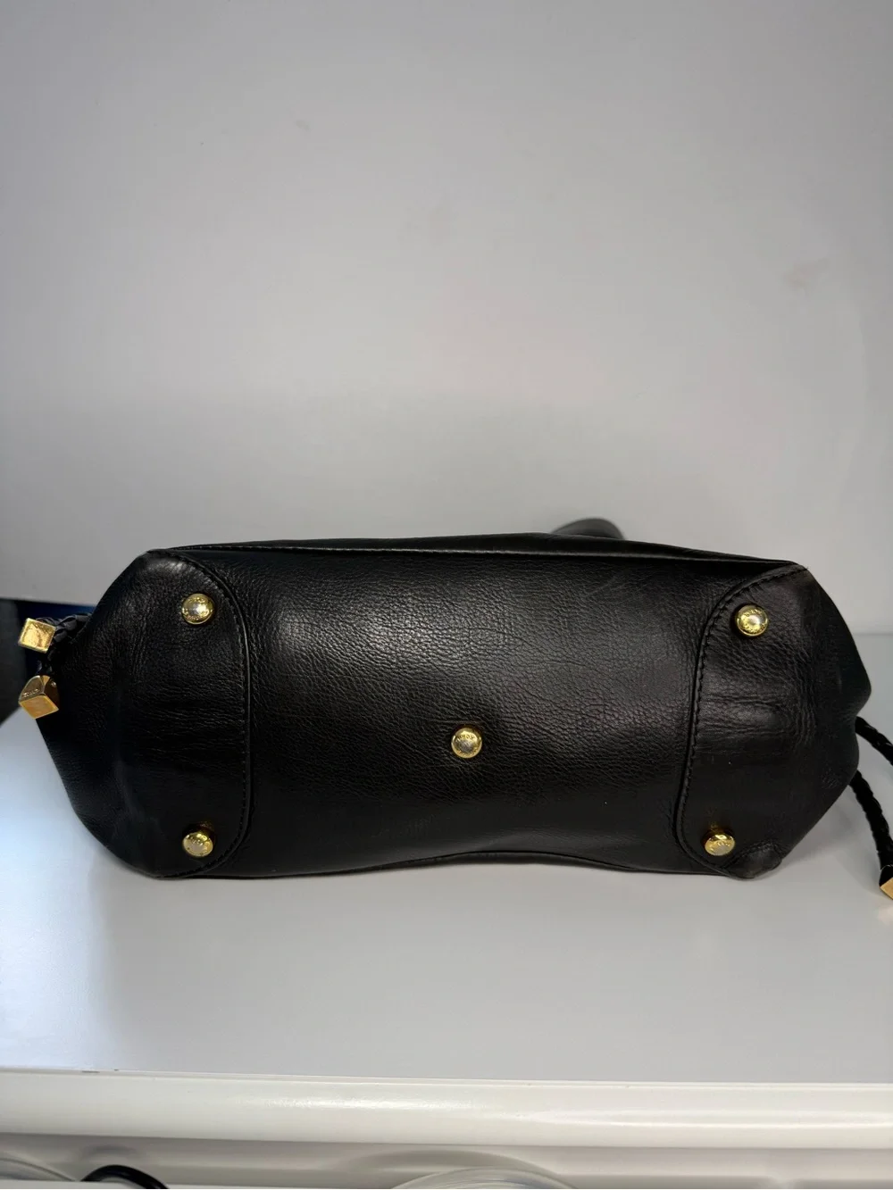 Michael Kors Black Braided-Handle Shoulder Hobo with Gold-Tone Accents